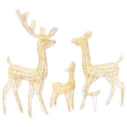 Berkfield Acrylic Reindeer Family Christmas Decoration 300 Led Warm White - thumbnail 2