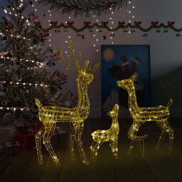 Berkfield Acrylic Reindeer Family Christmas Decoration 300 Led Warm White