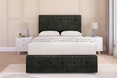 "Sloomy Cambridge Graphite Dumfries Divan Bed Set 2 Drawers Left Side - 54"" Floor Standing & 12"" Footboard 3' Single" - image 1