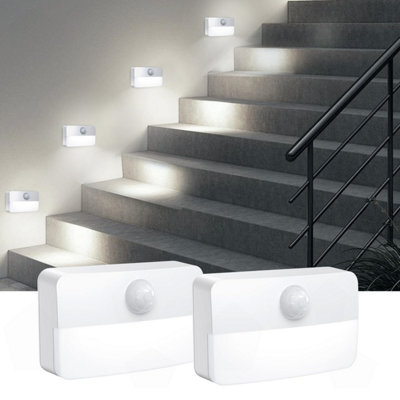 Amorly Set Of 2 Cool White Indoor Motion Sensor Stair Lights, Battery Operated Portable Led Night Light For Hallway, Bedroom, Steps - image 1