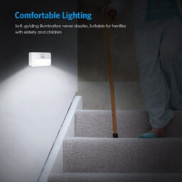 Amorly Set Of 2 Cool White Indoor Motion Sensor Stair Lights, Battery Operated Portable Led Night Light For Hallway, Bedroom, Steps - thumbnail 4