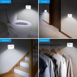 Amorly Set Of 2 Cool White Indoor Motion Sensor Stair Lights, Battery Operated Portable Led Night Light For Hallway, Bedroom, Steps - thumbnail 7