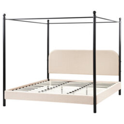 Beliani Four Poster Bed Boucle Dannemois 180 X 200 Cm (Eu Super King) Beige - thumbnail 4