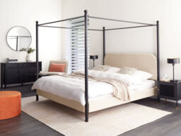 Beliani Four Poster Bed Boucle Dannemois 180 X 200 Cm (Eu Super King) Beige - thumbnail 2