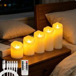 Amorly 5 Pack Usb Rechargeable Flameless Led Candles With Timer & Remote Control, Candle Lights For Wedding,festival,indoor&outdoor Decor - thumbnail 2