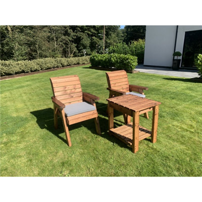 Marlborough Deluxe 2 Chair & Table Outdoor Set With 2 X Chair Cushion Grey - image 1