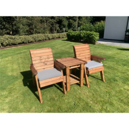 Marlborough Deluxe 2 Chair & Table Outdoor Set With 2 X Chair Cushion Grey - thumbnail 3