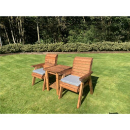 Marlborough Deluxe 2 Chair & Table Outdoor Set With 2 X Chair Cushion Grey - thumbnail 4