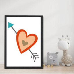 Artze Wall Art Tribal Orange Heart And Arrow Art Print With Black Frame Size: A4 - thumbnail 2