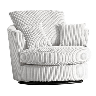 Furnishings For Less UK Luxor Jumbo Cord Silver Fabric Single Seater 360 Degree Swivel Chair Sofa Accessory - image 1
