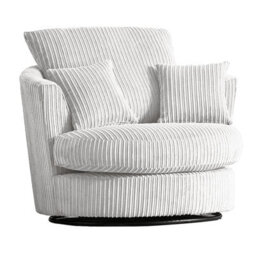 Furnishings For Less UK Luxor Jumbo Cord Silver Fabric Single Seater 360 Degree Swivel Chair Sofa Accessory