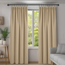 Ameha Cream Blackout Pencil Pleat Curtains Ready Made Thermal Insulated Heavy Thick Curtain 66''x90'' Bedroom Living Room Uk - thumbnail 8