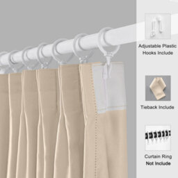 Ameha Cream Blackout Pencil Pleat Curtains Ready Made Thermal Insulated Heavy Thick Curtain 66''x90'' Bedroom Living Room Uk - thumbnail 7