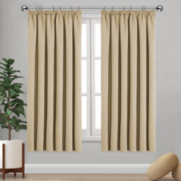 Ameha Cream Blackout Pencil Pleat Curtains Ready Made Thermal Insulated Heavy Thick Curtain 66''x90'' Bedroom Living Room Uk - thumbnail 2