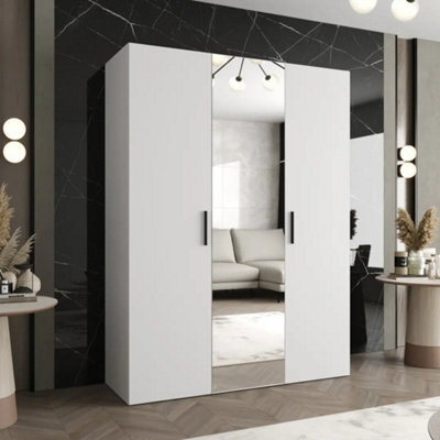 Arte Bari Ii Hinged Door Wardrobe 150Cm In White - Bright, Mirrored Storage For Effortless Modern Living - image 1