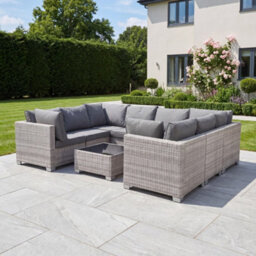 Artemis Home Saviano 8 Seat Modular U-Shaped Rattan Corner Set - Grey