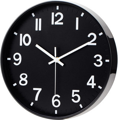 12 Inch Black Wall Clock  Modern Design Battery Operated With Silent Quartz Movement - image 1