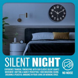 12 Inch Black Wall Clock  Modern Design Battery Operated With Silent Quartz Movement - thumbnail 5