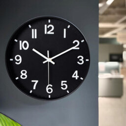 12 Inch Black Wall Clock  Modern Design Battery Operated With Silent Quartz Movement - thumbnail 2