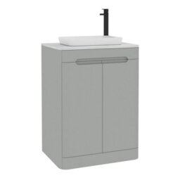 Royal Bathrooms Venice 600mm Dove Grey Freestanding Bathroom Countertop Vanity Unit 2 Door With Qubix Basin - thumbnail 7