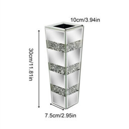 Artloge 30Cm H Crushed Diamond Mirrored Vases Silver Glass Flower Vases For Table Home Decor - thumbnail 2