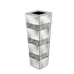 Artloge 30Cm H Crushed Diamond Mirrored Vases Silver Glass Flower Vases For Table Home Decor - thumbnail 9