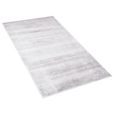 Beliani Hand-Tufted Low Pile Area Rug Light Grey 80 X 150 Cm - Viscose Cotton Blend Modern Rectangular - image 1