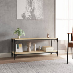 Berkfield Tv Cabinet Sonoma Oak 100X33X41 Cm Engineered Wood And Steel - thumbnail 3