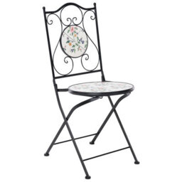 Wyld And Coco Set Of 2 Black Mosaic Ceramic Folding Garden Chairs, Compact Space-Saving Outdoor Seating For Balconies And Patios - thumbnail 6