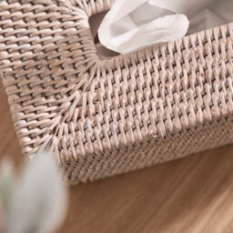 Dibor Traditional White Rattan Tissue Box Cover - thumbnail 3