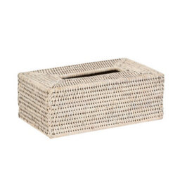 Dibor Traditional White Rattan Tissue Box Cover - thumbnail 2