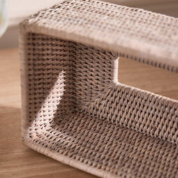 Dibor Traditional White Rattan Tissue Box Cover - thumbnail 5
