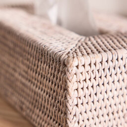 Dibor Traditional White Rattan Tissue Box Cover - thumbnail 4