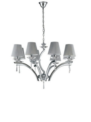 Luminosa Lighting Luminosa Orchestra 8 Light Chandeliers With Shades Chrome, K9 Crystals With Fabric 75X50Cm - image 1