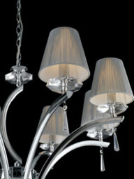 Luminosa Lighting Luminosa Orchestra 8 Light Chandeliers With Shades Chrome, K9 Crystals With Fabric 75X50Cm - thumbnail 4