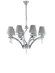 Luminosa Lighting Luminosa Orchestra 8 Light Chandeliers With Shades Chrome, K9 Crystals With Fabric 75X50Cm - thumbnail 1