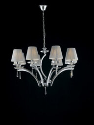 Luminosa Lighting Luminosa Orchestra 8 Light Chandeliers With Shades Chrome, K9 Crystals With Fabric 75X50Cm - thumbnail 2