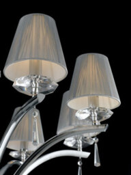 Luminosa Lighting Luminosa Orchestra 8 Light Chandeliers With Shades Chrome, K9 Crystals With Fabric 75X50Cm - thumbnail 3