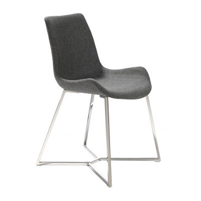 Angel Cerda Stylish Dark Grey Fabric Dining Chair - image 1