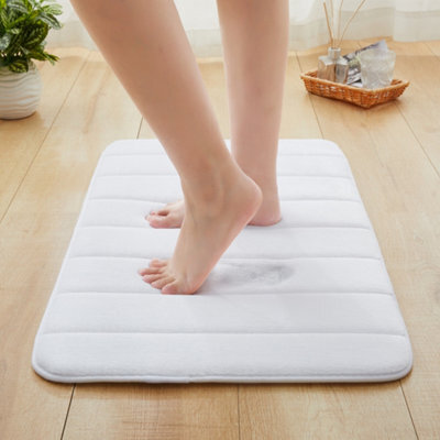 Ameha White Memory Foam Bath Door Mats Bathroom Rug Super Soft Water Absorbent Luxury 40X60 Cm - image 1