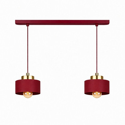 Luminosa Lighting Luminosa Simply Bar Pendant Ceiling Light Burgundy, Gold 2X E27 - image 1