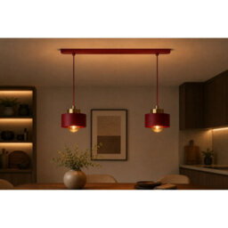 Luminosa Lighting Luminosa Simply Bar Pendant Ceiling Light Burgundy, Gold 2X E27 - thumbnail 2