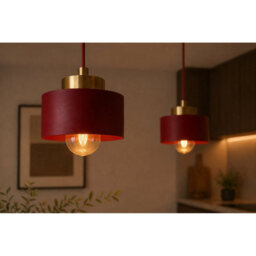 Luminosa Lighting Luminosa Simply Bar Pendant Ceiling Light Burgundy, Gold 2X E27 - thumbnail 3