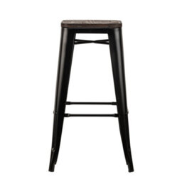 Nordlys Set Of 4 Black Metal And Wood Bar Stools Industrial Style Dining Room - thumbnail 7