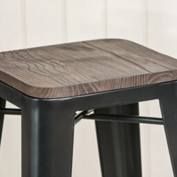 Nordlys Set Of 4 Black Metal And Wood Bar Stools Industrial Style Dining Room - thumbnail 5