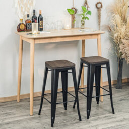 Nordlys Set Of 4 Black Metal And Wood Bar Stools Industrial Style Dining Room - thumbnail 8