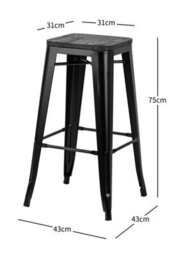 Nordlys Set Of 4 Black Metal And Wood Bar Stools Industrial Style Dining Room - thumbnail 6