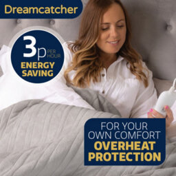 Dreamcatcher Deluxe  Xl Electric Throw Heated Double Over Blanket Soft Fleece 9 Heat & 12Hr Timer Settings - Silver - thumbnail 4