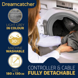 Dreamcatcher Deluxe  Xl Electric Throw Heated Double Over Blanket Soft Fleece 9 Heat & 12Hr Timer Settings - Silver - thumbnail 5