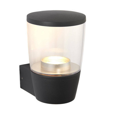 Luminosa Lighting Luminosa Canillo 1 Light Outdoor Wall Light Clear Polycarbonate, Dark Matt Anthracite Paint Ip44, Gu10 - image 1